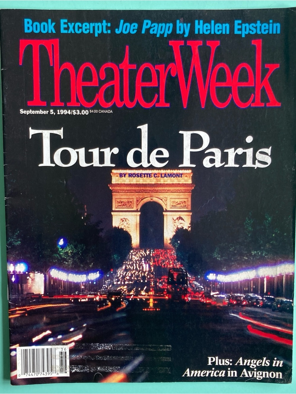 Tour de Paris - Joe Papp Theater Week Magazine  September 5 1994 Label ResIdue